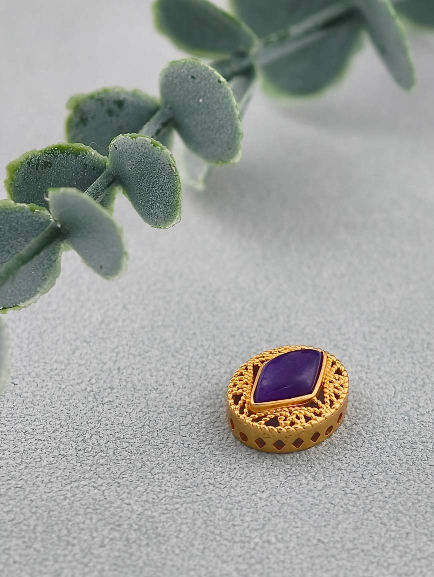 18K Gold Inlaid Natural Sugilite Exquisite Style DIY Accessory