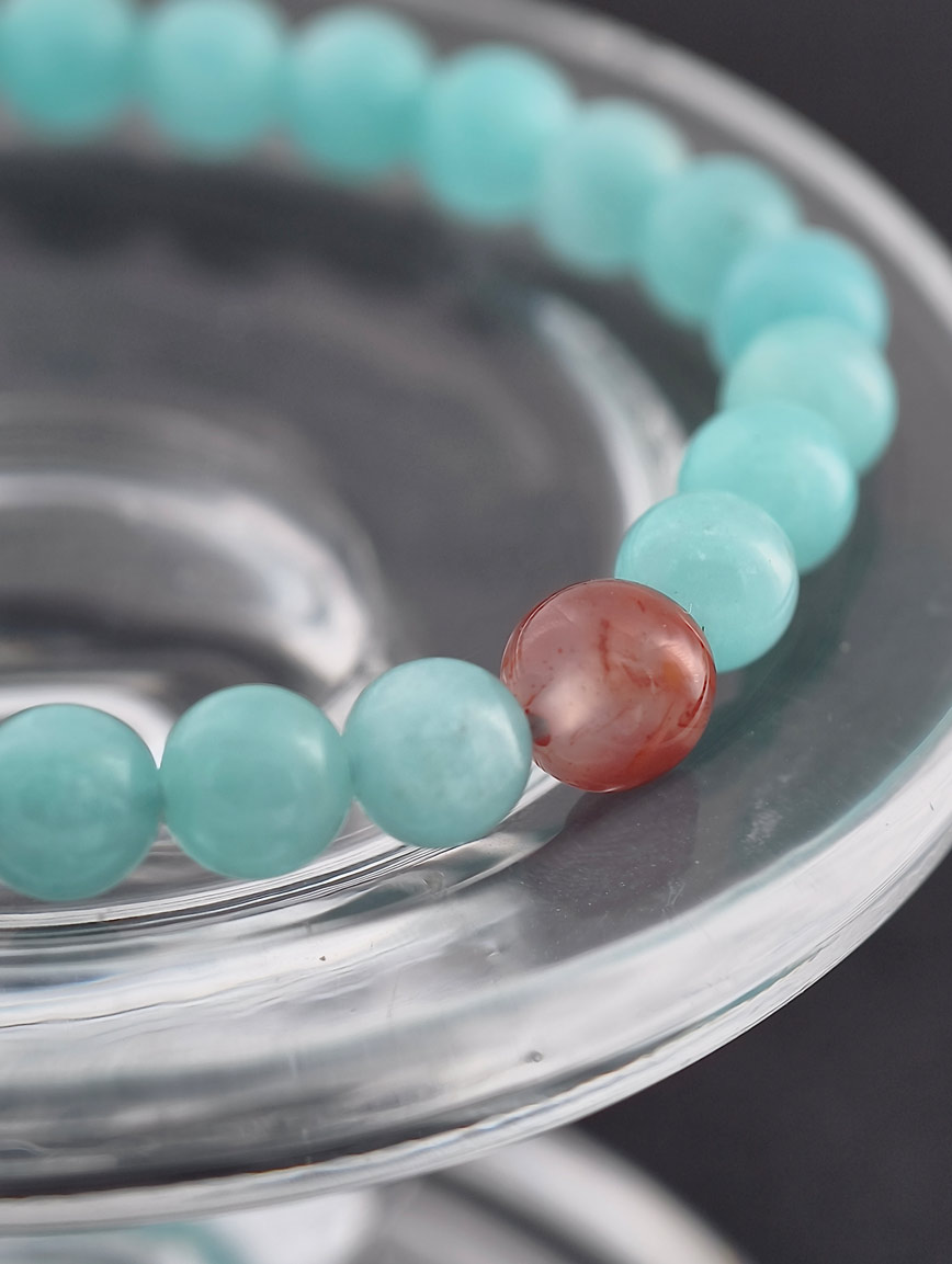 Natural Amazonite and South Red Agate Bracelet