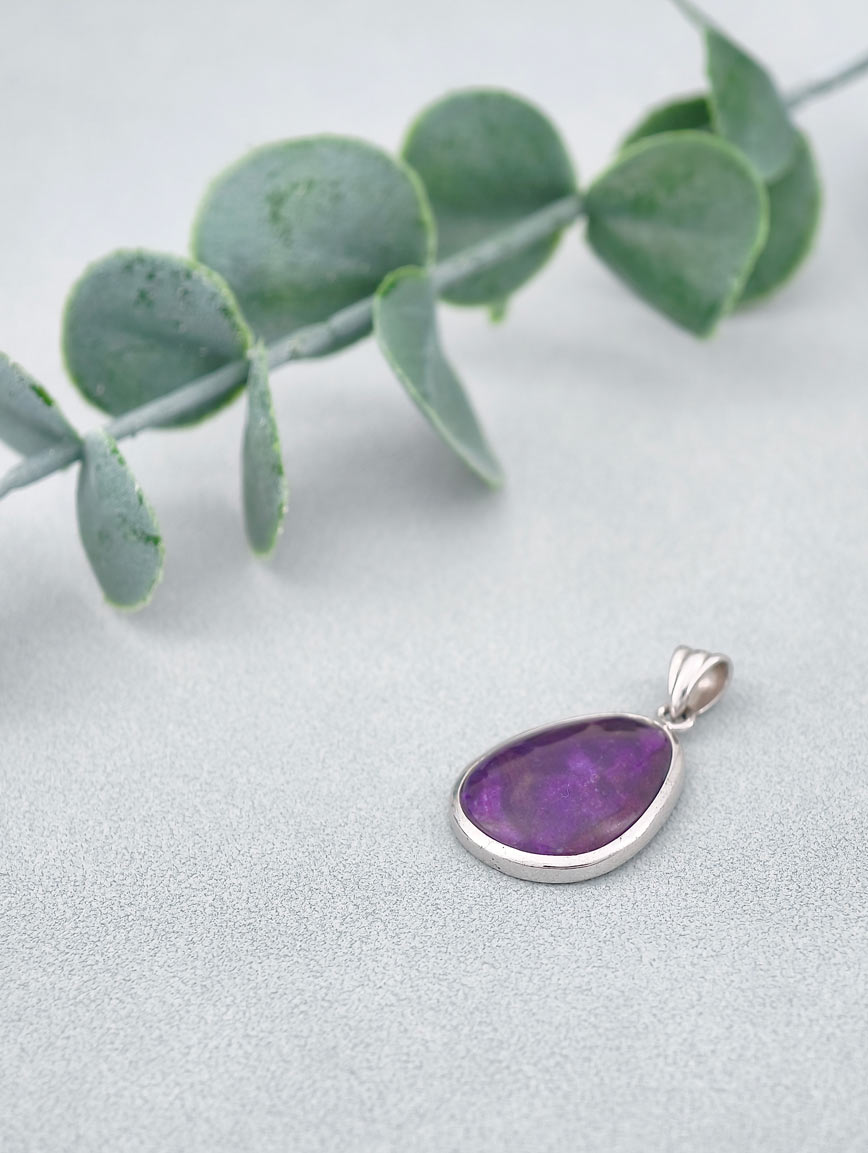 Natural Sugilite Simple Style Sterling Silver Pendant