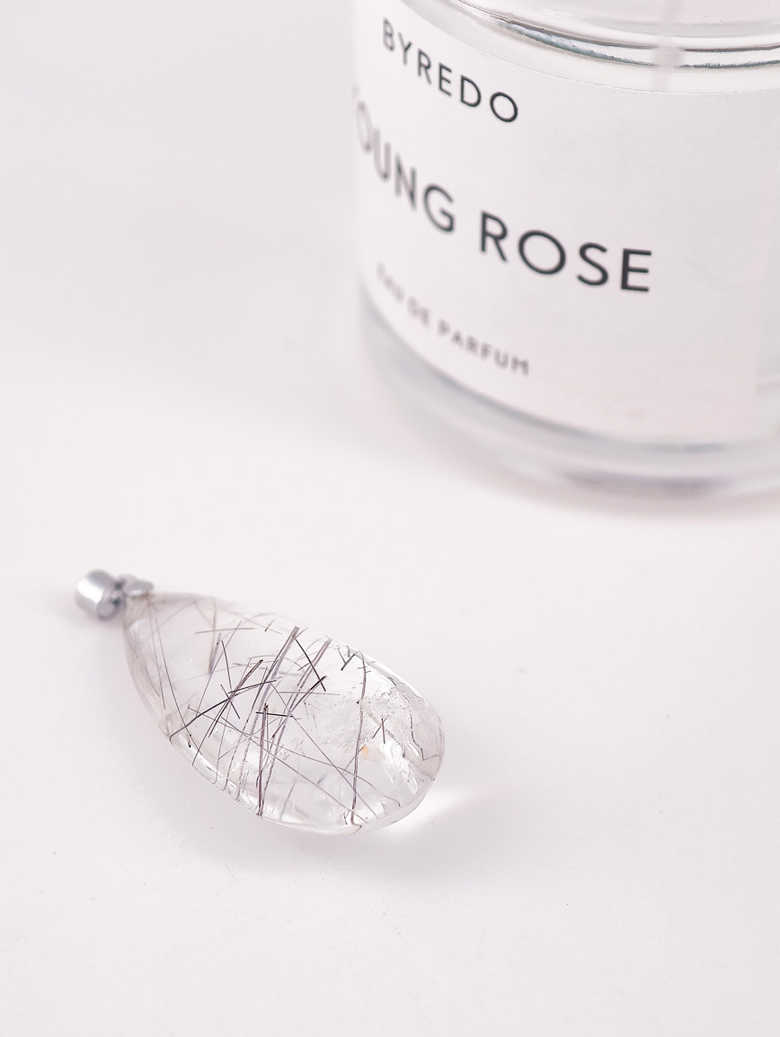 Natural Black Rutilated Quartz Sterling Silver Pendant