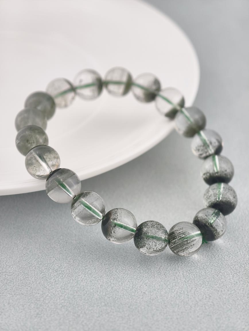 Brazilian Natural Green Phantom Treasure Basin Bracelet