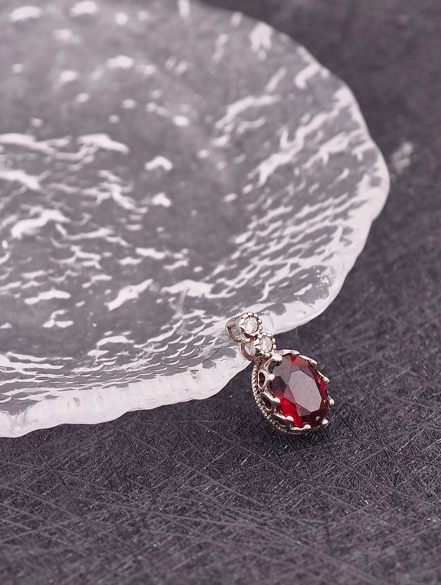 Natural Garnet Sterling Silver Pendant