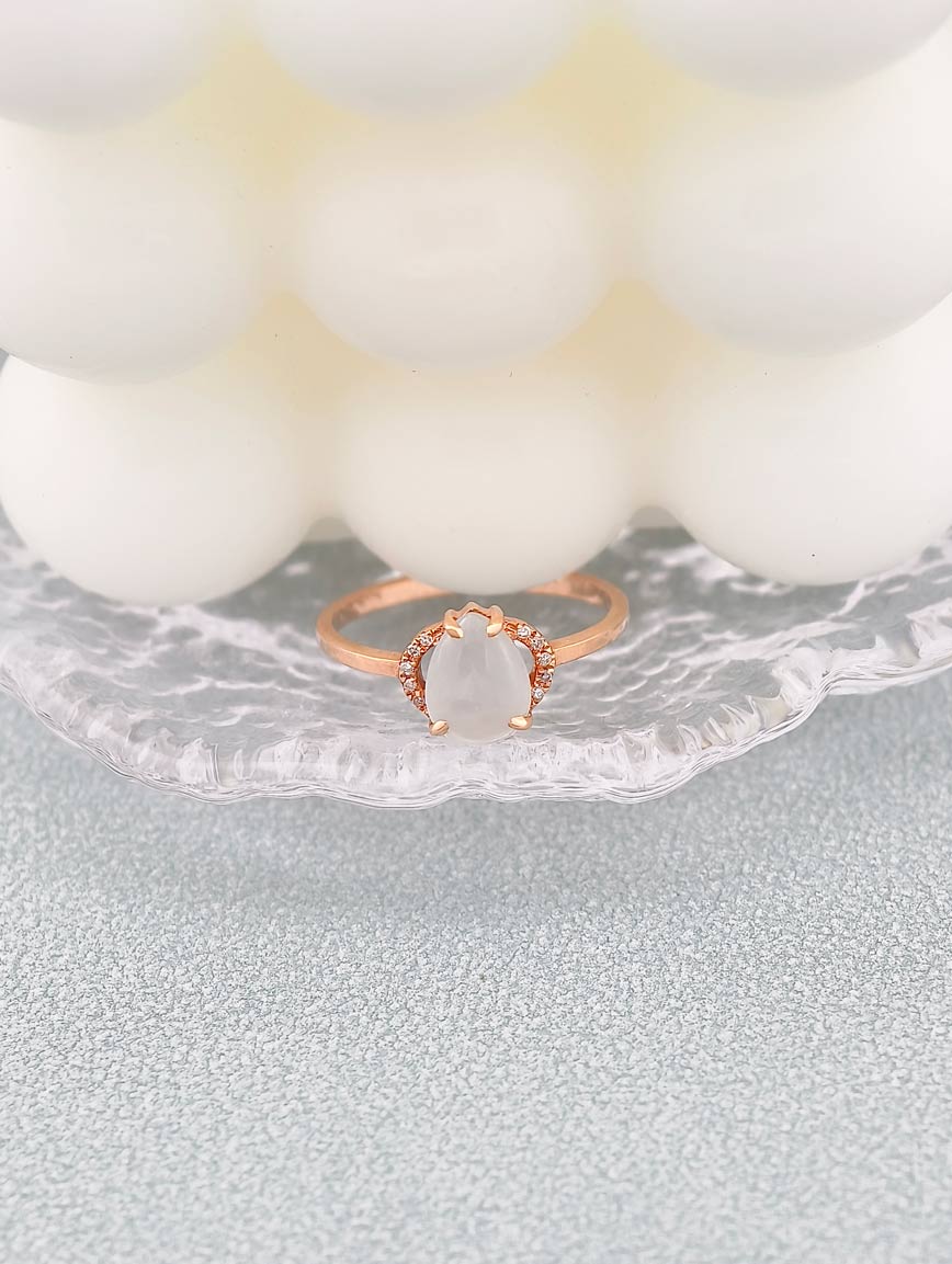 Natural White Jadeite Ring