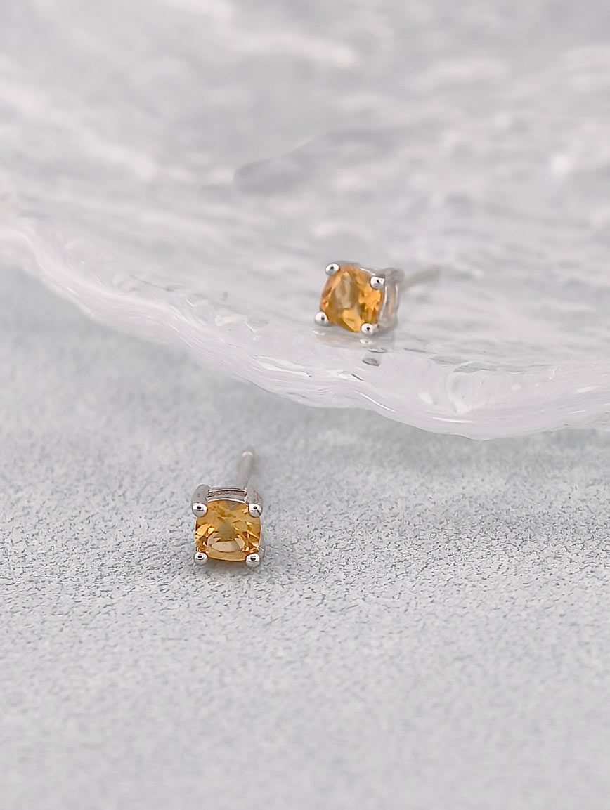 Natural Citrine Sterling Silver Earrings