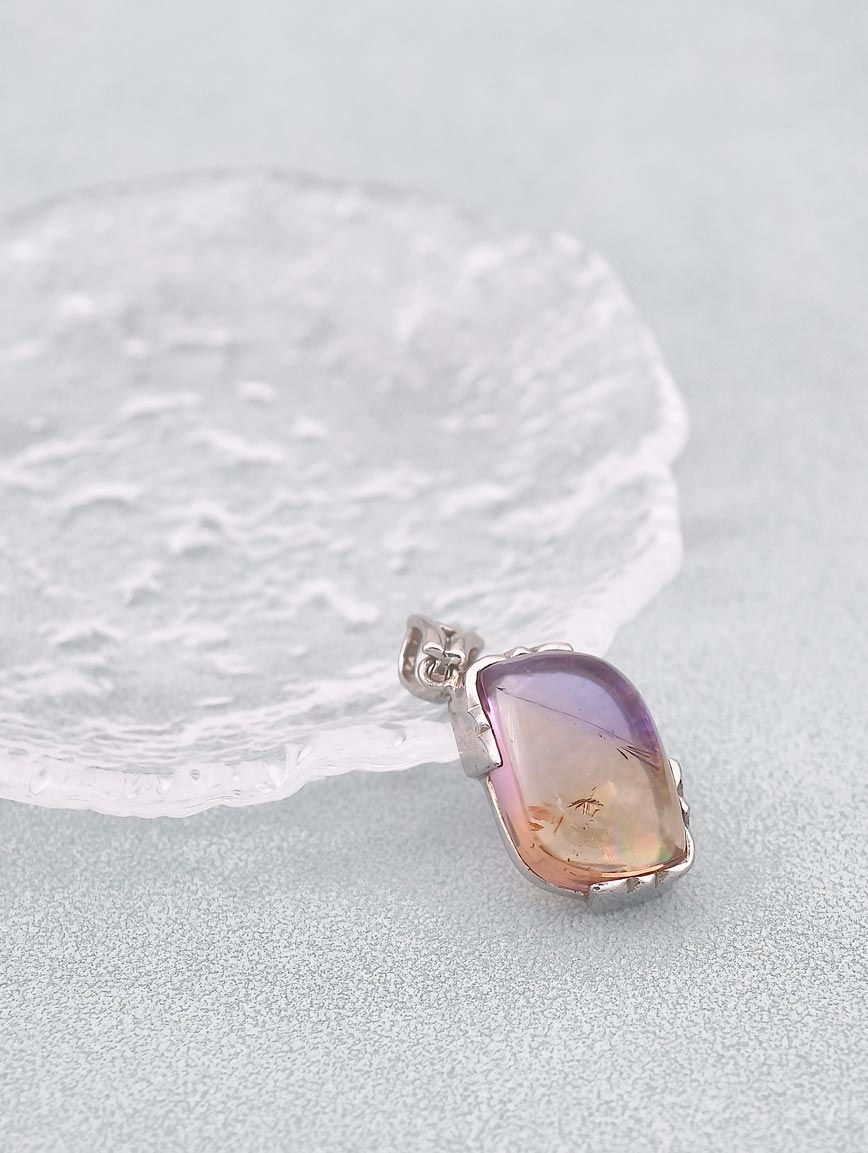 Natural Ametrine Simple Style Sterling Silver Pendant