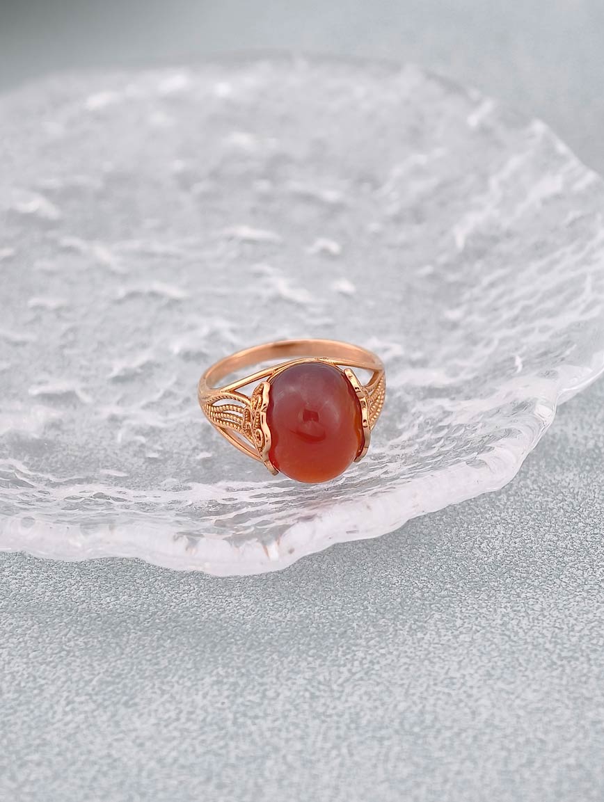 Natural Orange-Red Garnet Ring