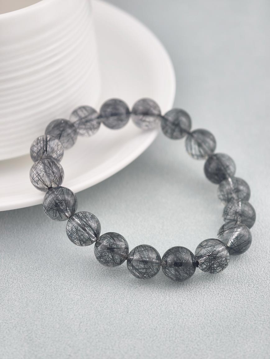 Natural Black Rutilated Quartz Energy Bracelet