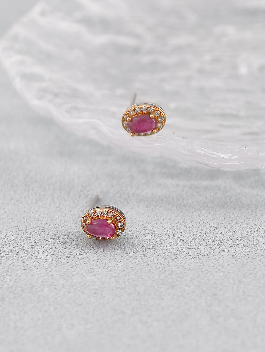 Natural Pink Tourmaline Exquisite Style Sterling Silver Earrings