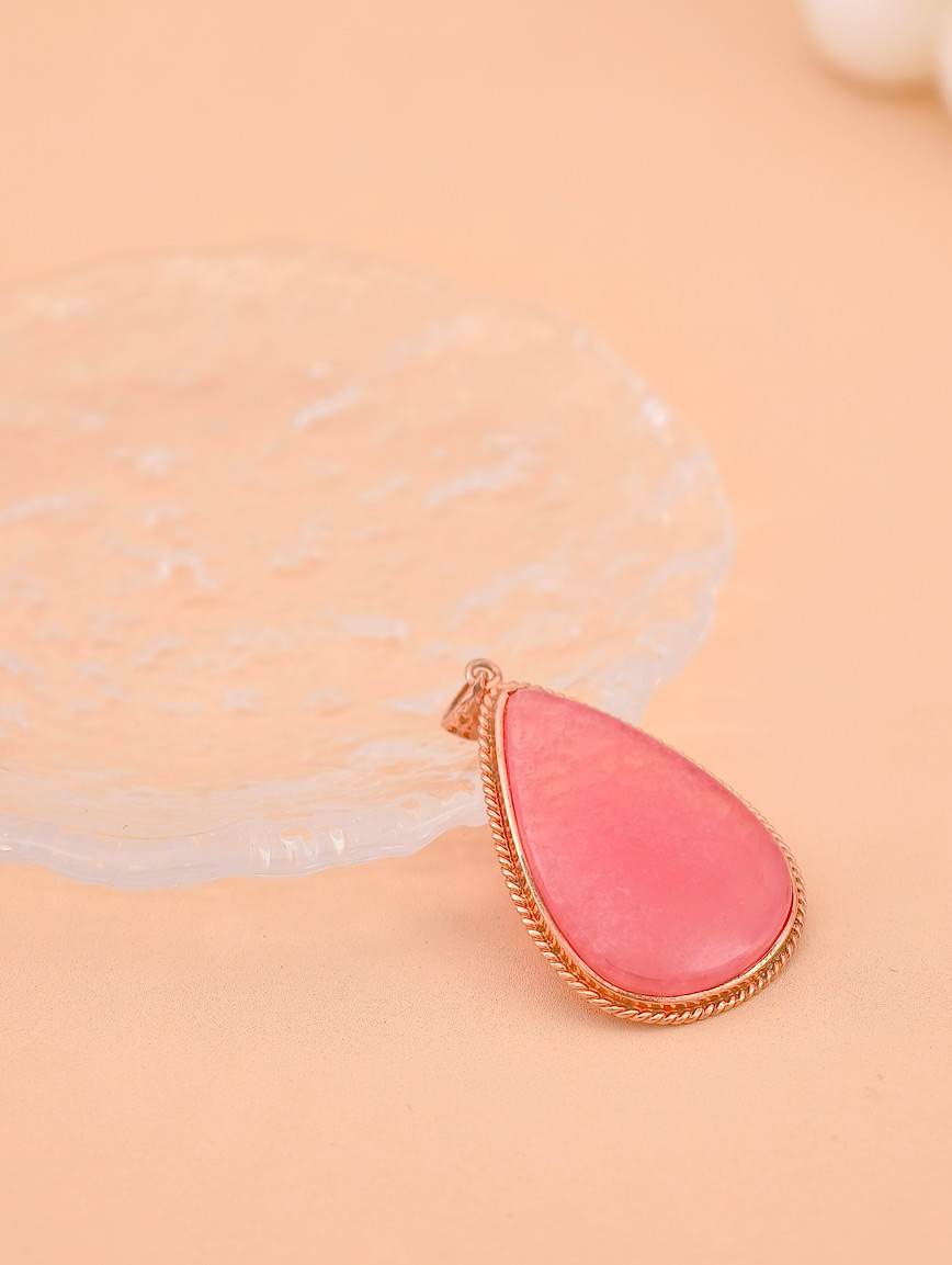 Natural Rhodochrosite Simple Style Sterling Silver Pendant