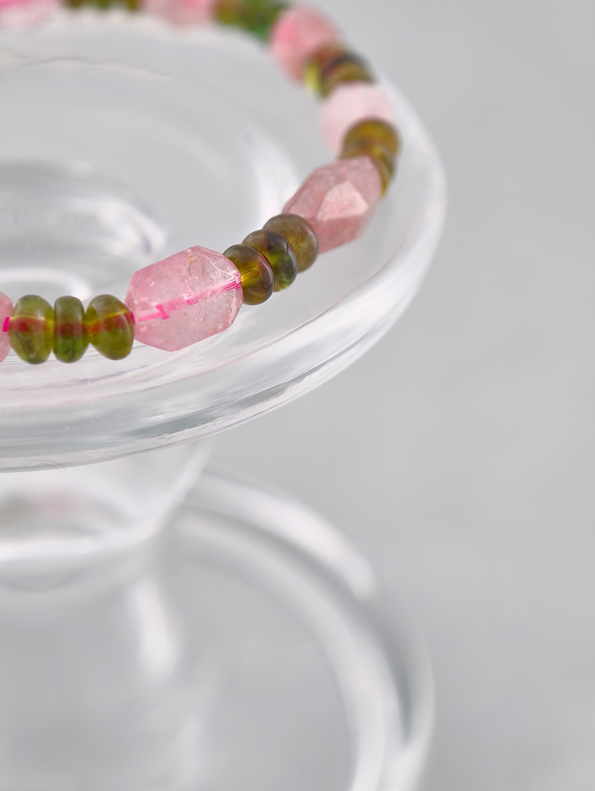 Natural Pink Tourmaline and Green Tourmaline Exclusive Design Bracelet