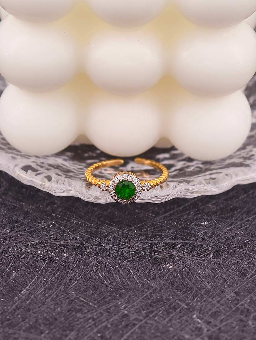 Natural Diopside Open Adjustable Ring
