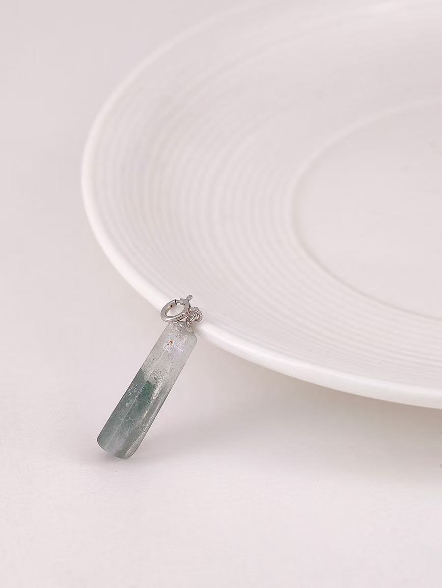 Natural Green Phantom Sterling Silver Pendant