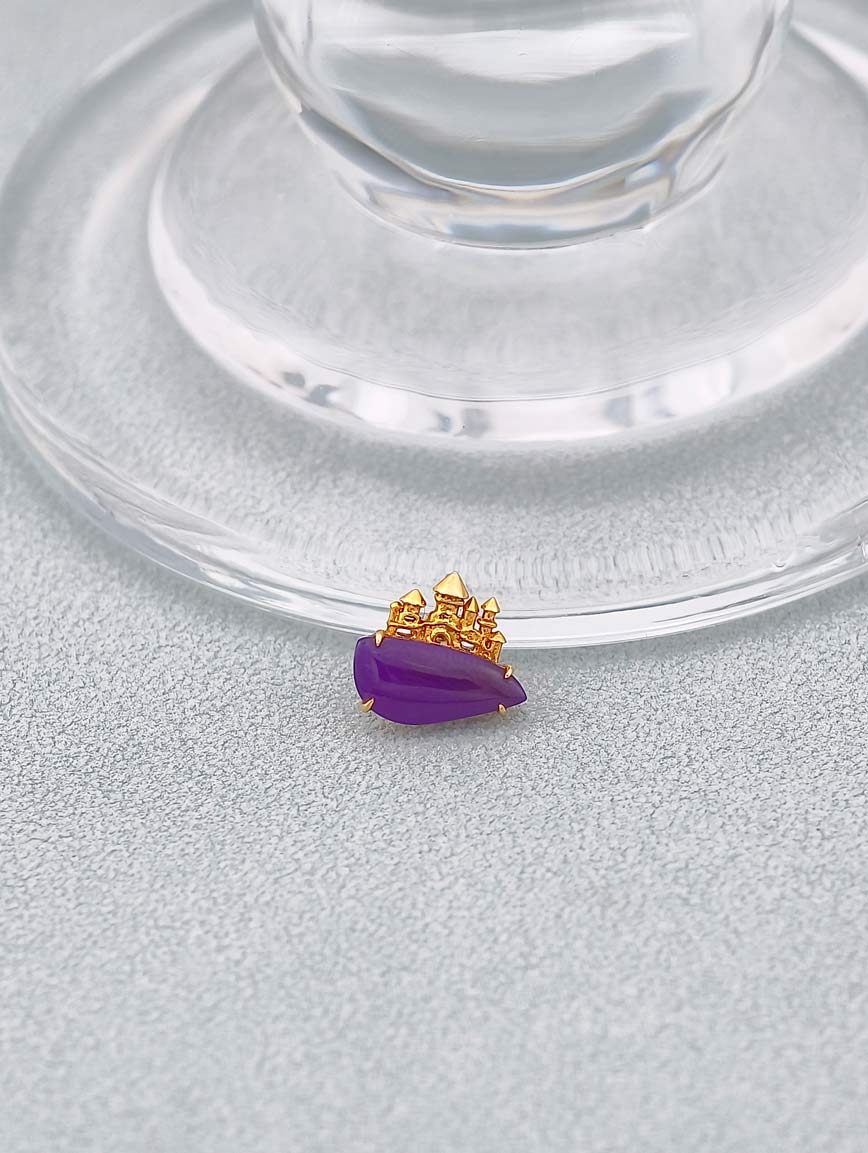 18K Gold Sugilite Small Castle Pendant