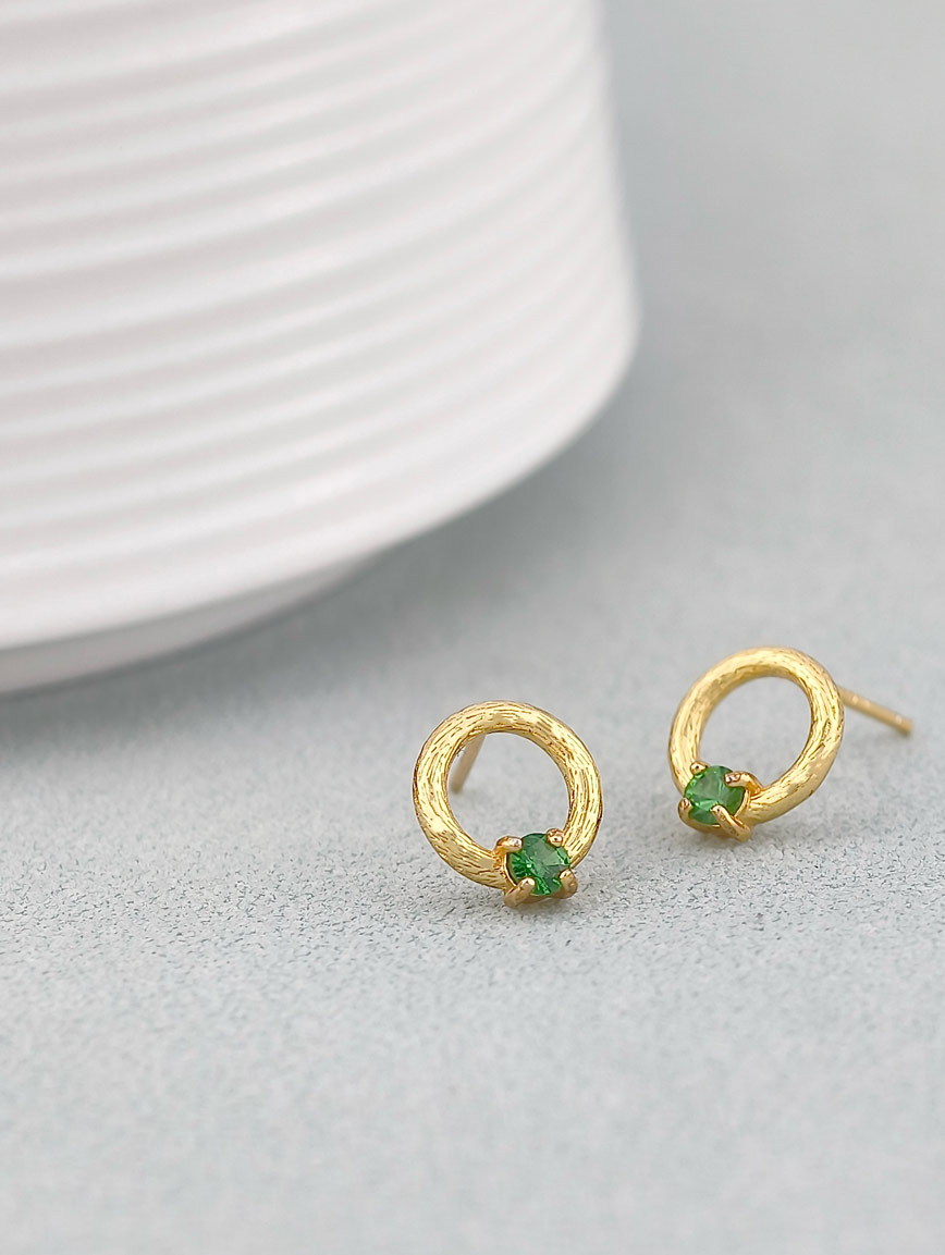 Natural Diopside Sterling Silver Earrings