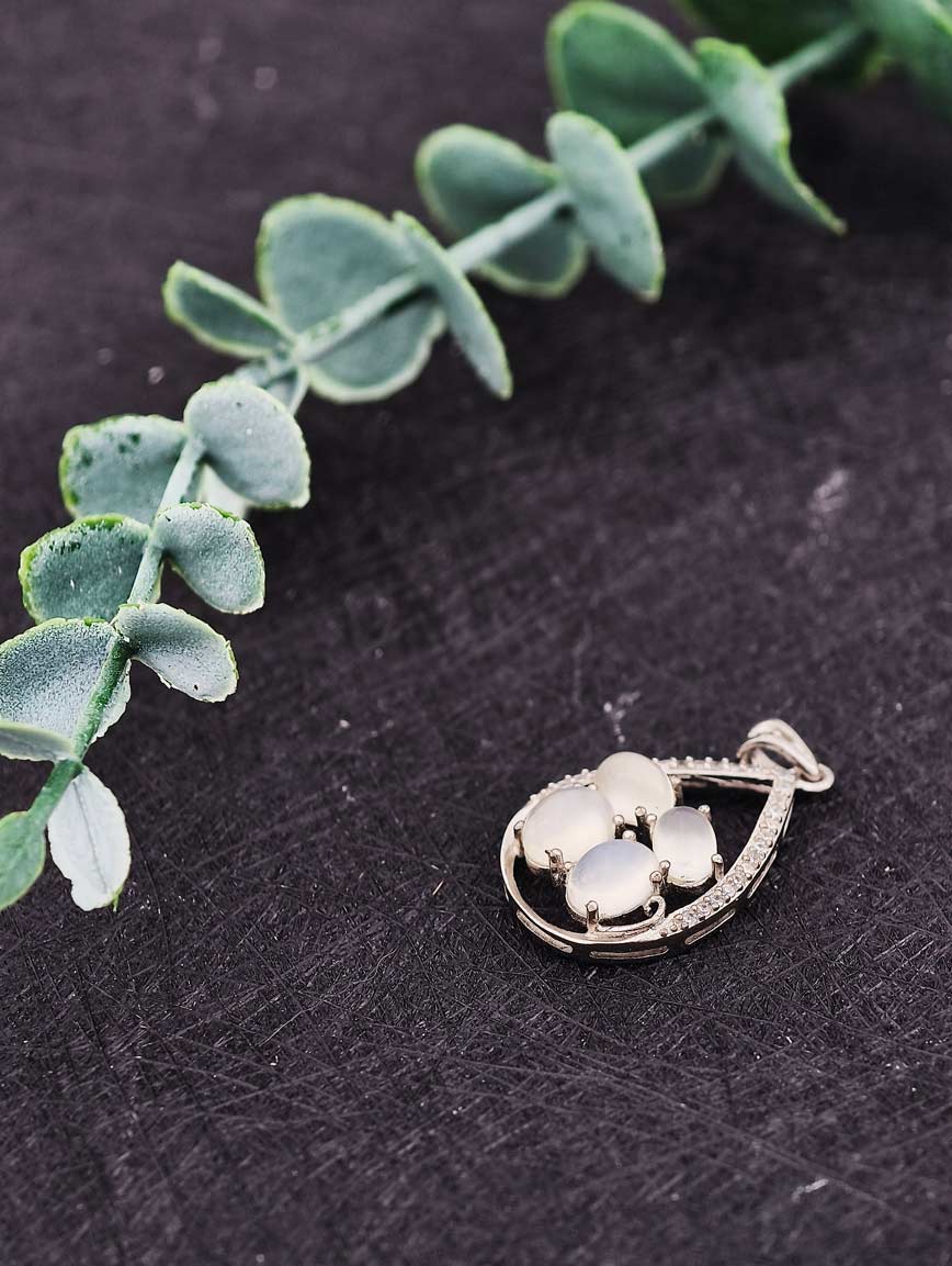 Natural Moonstone Sterling Silver Pendant