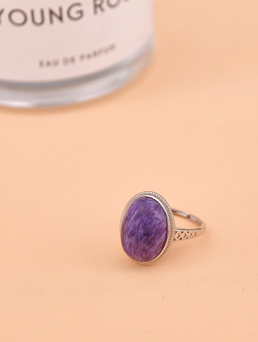 Natural Charoite Simple Ring