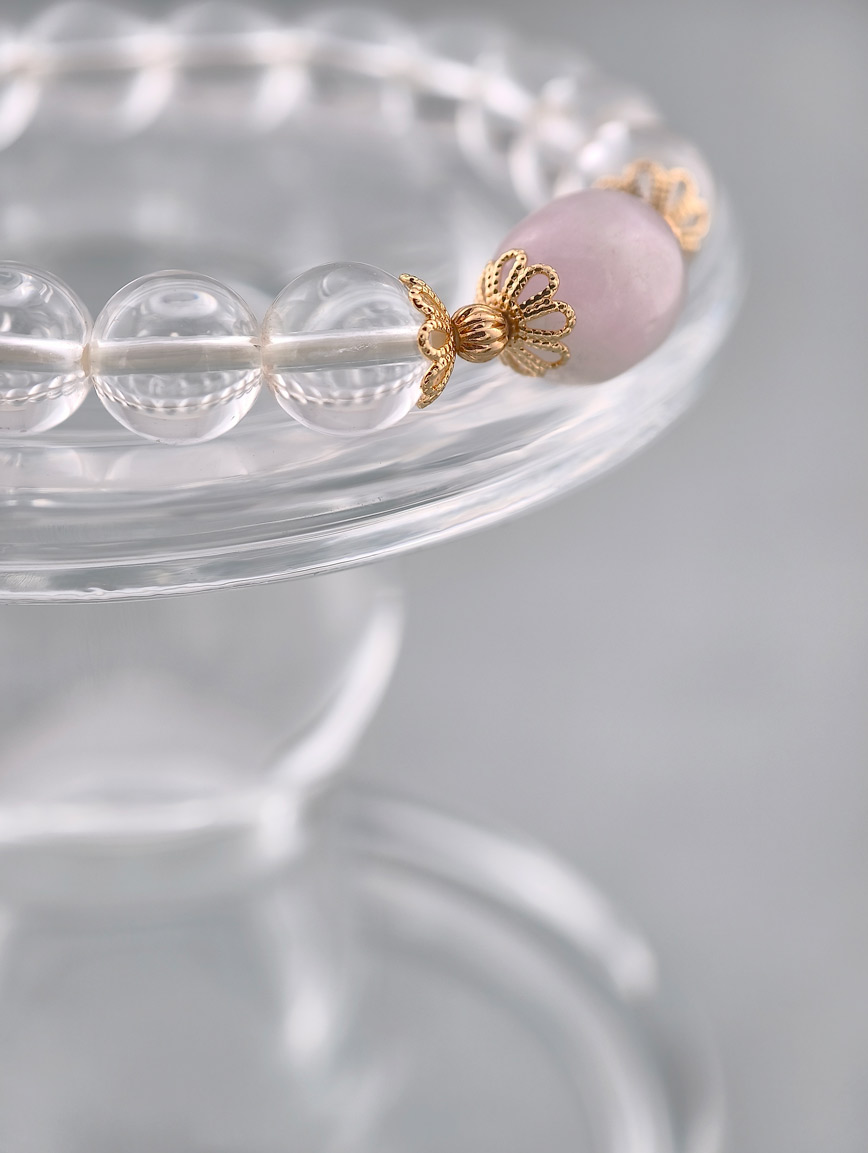 Natural Clear Quartz and Kunzite Bracelet