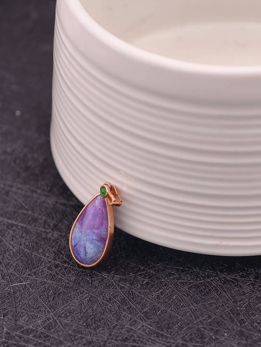 Natural Water Drop Sugilite Sterling Silver Pendant