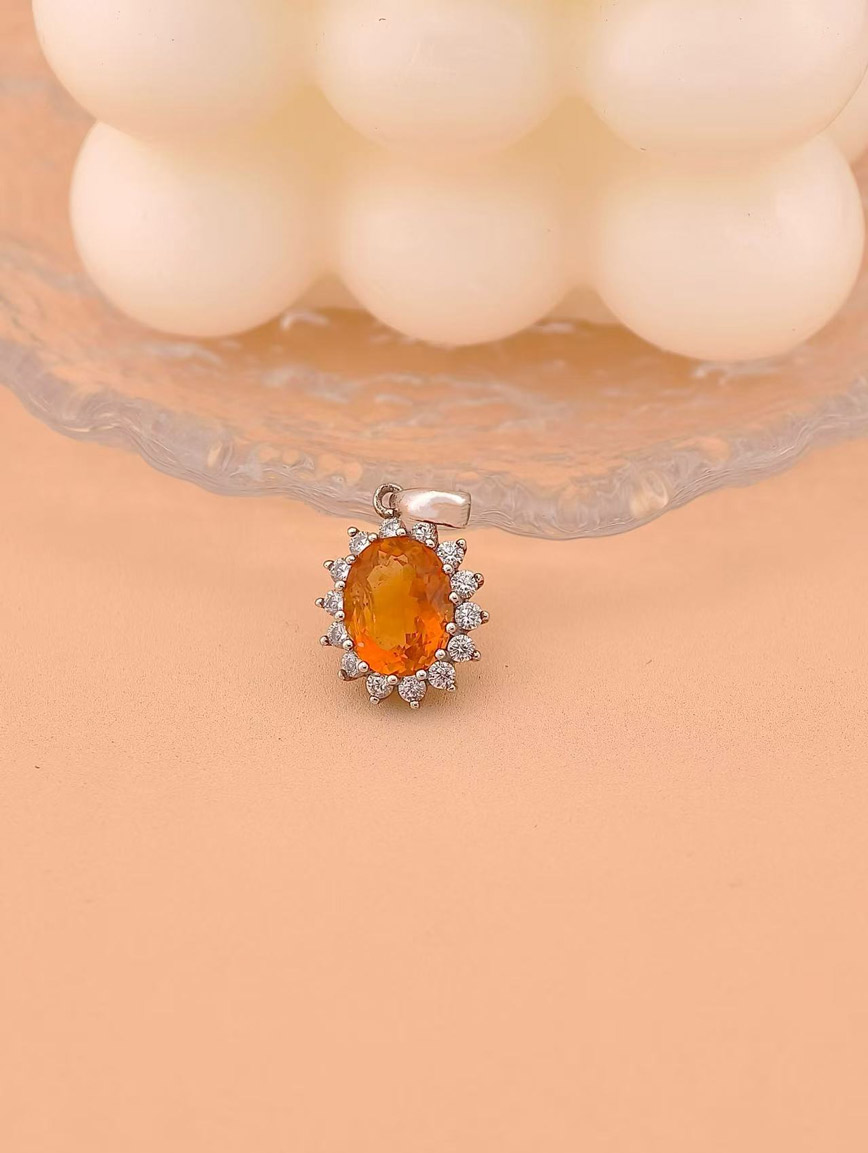 Luxurious Sparkling Citrine Sterling Silver Pendant