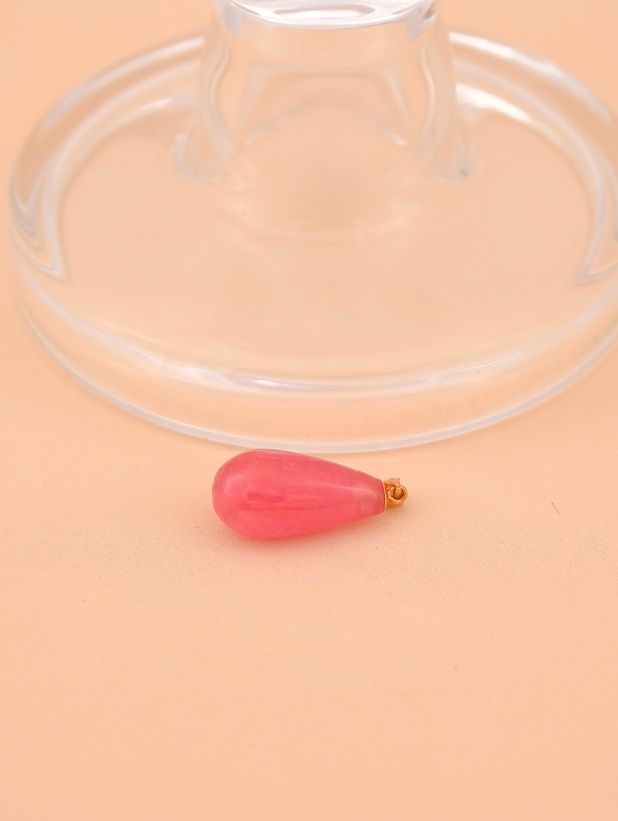 18K Gold Natural Rhodochrosite Simple Style Pendant