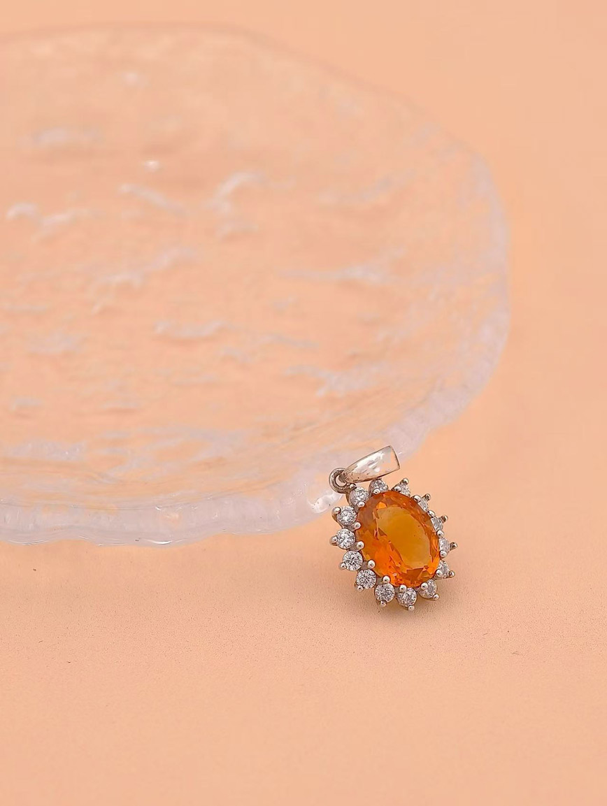 Luxurious Sparkling Citrine Sterling Silver Pendant