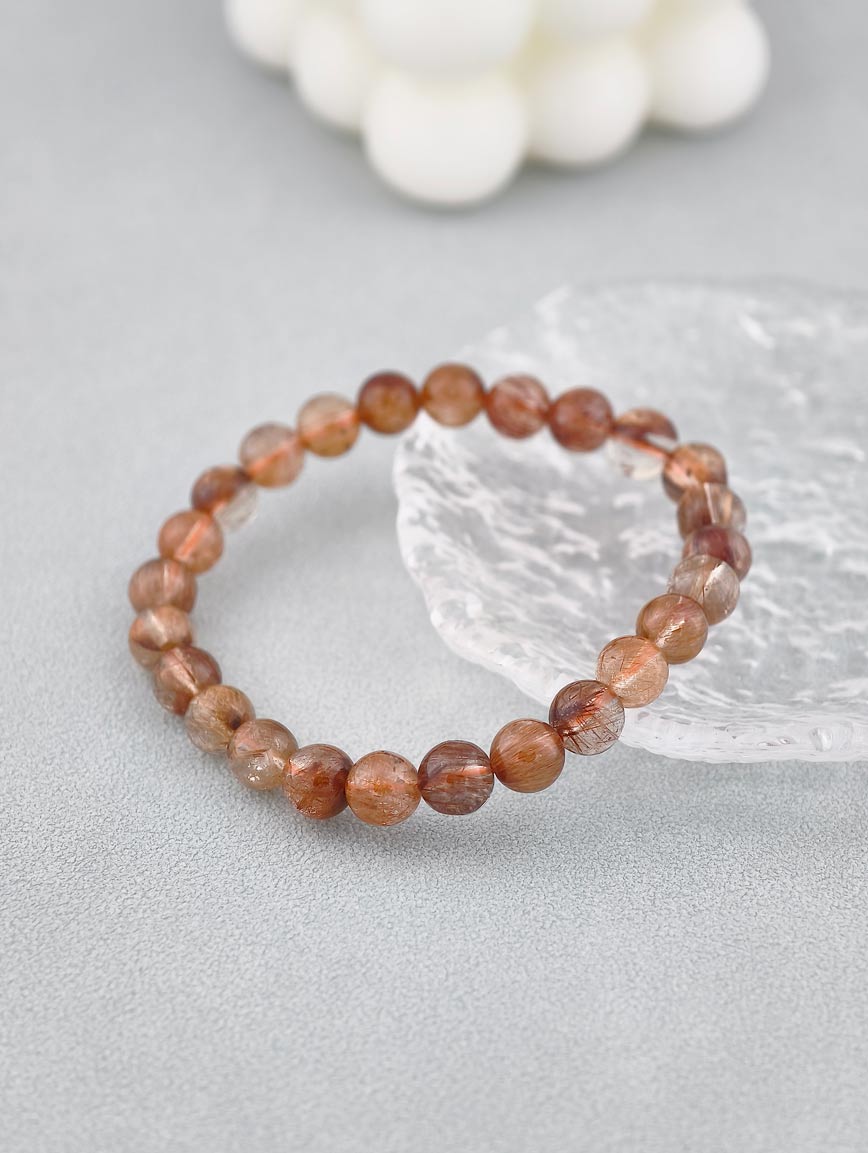 Natural Copper Rutilated Quartz Classic Style Bracelet