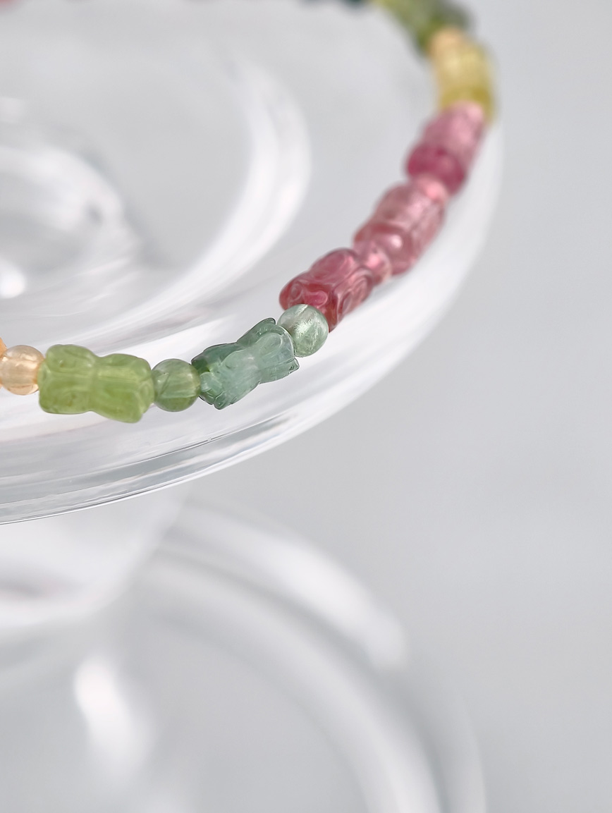 Double Lotus Tourmaline Lucky Bead Bracelet