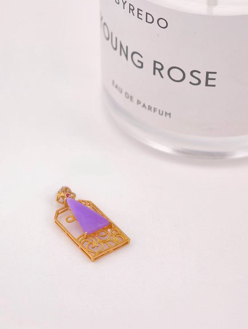 18K Gold Sugilite Pendant