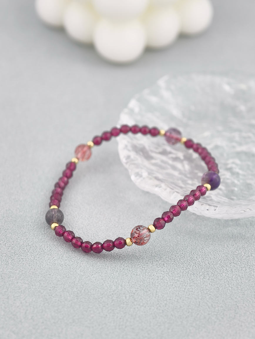 Natural Garnet and Super Seven Elegant Bracelet