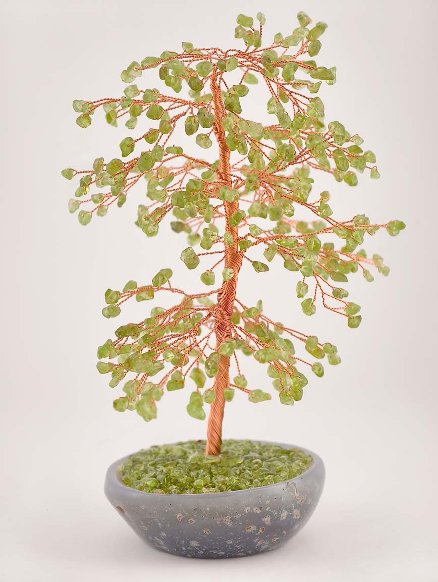 Natural Peridot Agate Cornucopia Tree