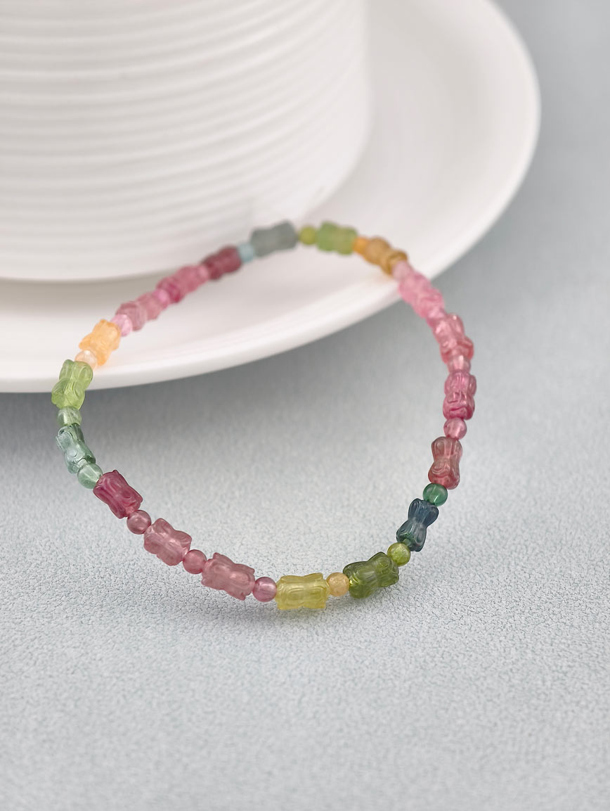 Double Lotus Tourmaline Lucky Bead Bracelet