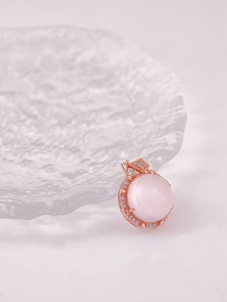 Natural Rose Quartz Sterling Silver Pendant