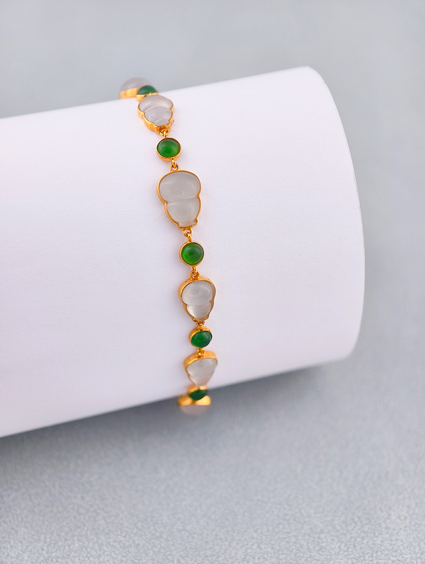 18K Gold Jadeite Gourd Bracelet