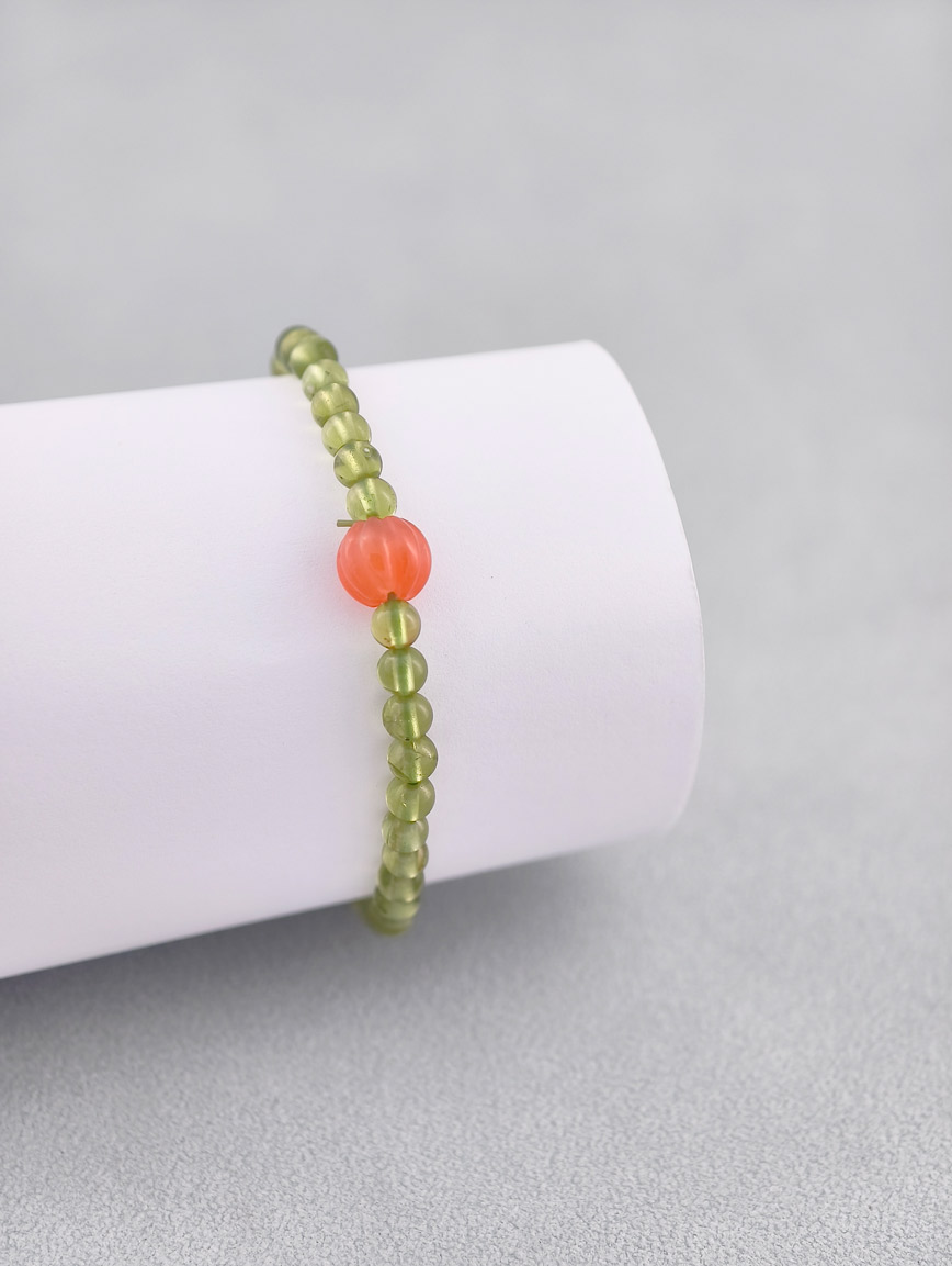 Natural Peridot and South Red Agate Bracelet