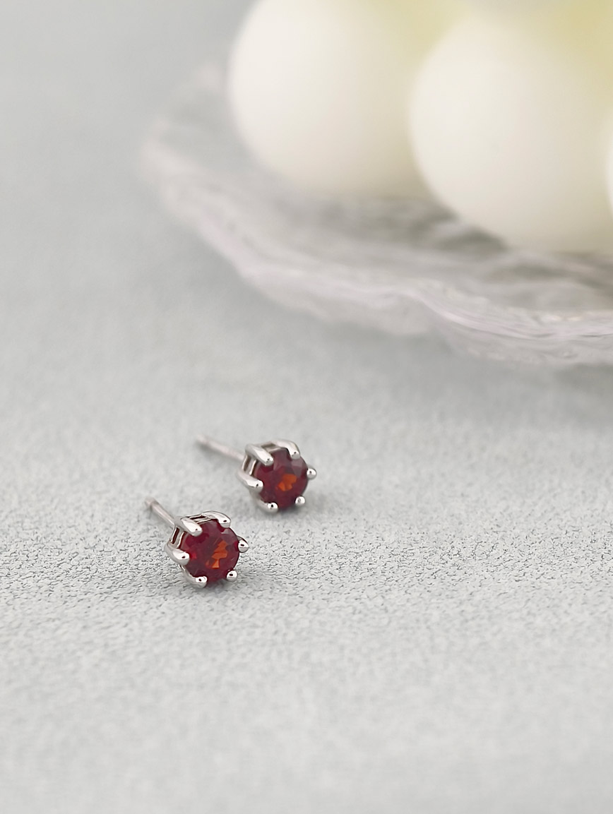 Natural Garnet Sterling Silver Earrings
