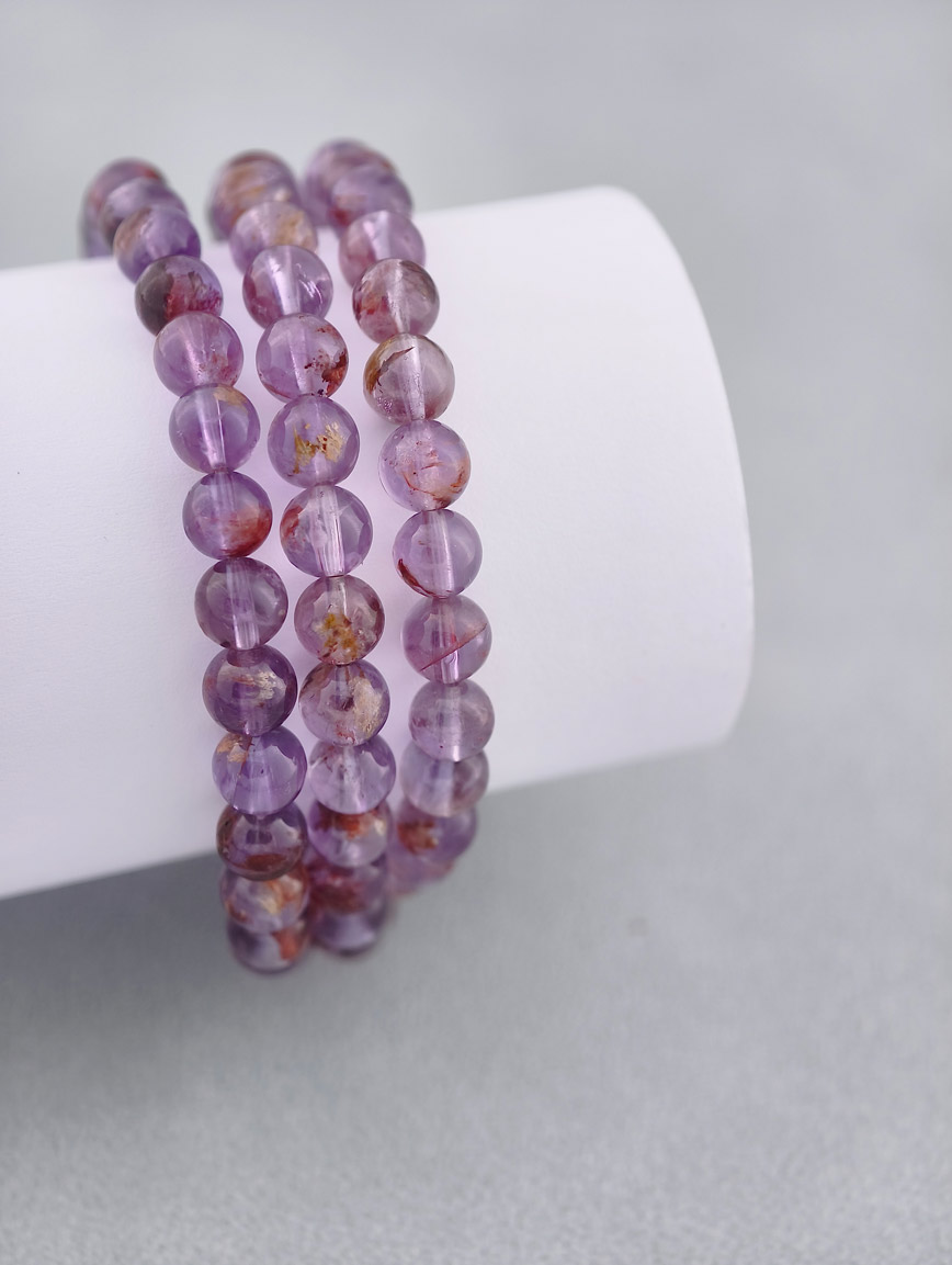 Natural Purple Koi Three-Wrap Bracelet