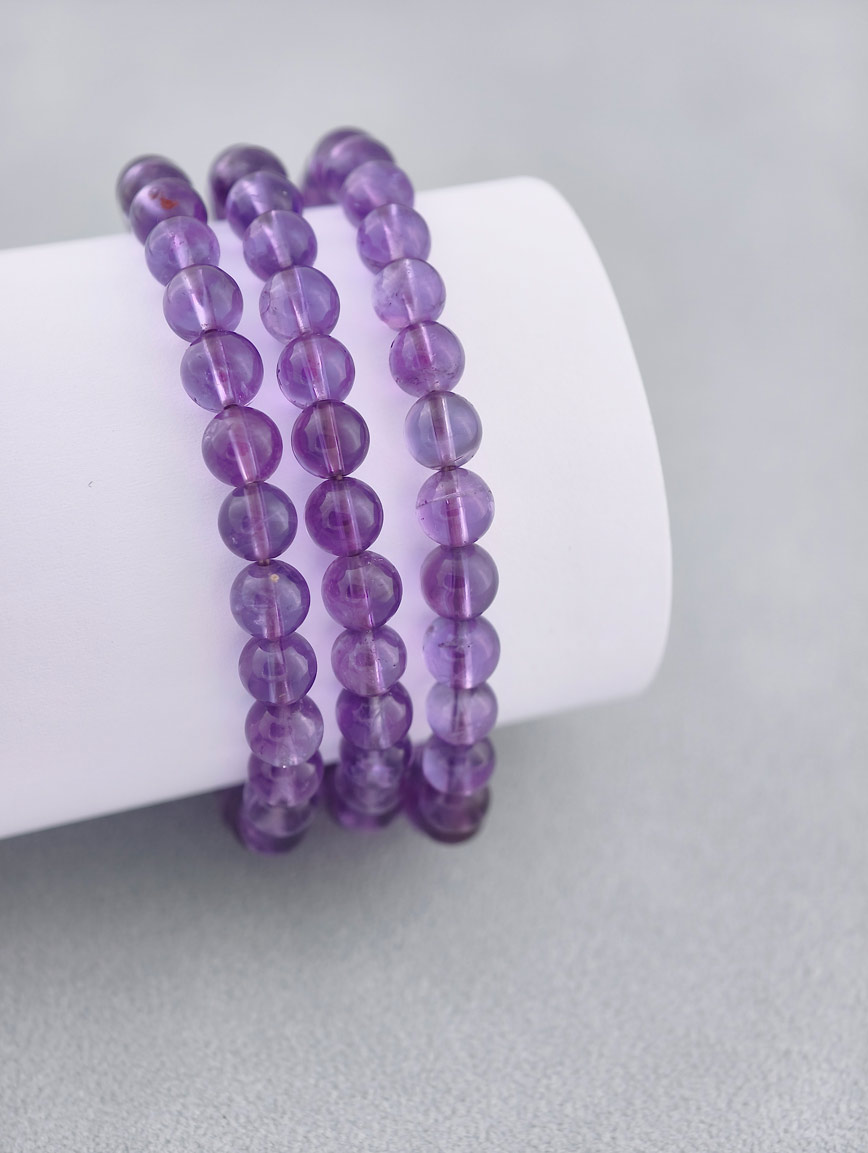 Natural Amethyst Three-Wrap Bracelet