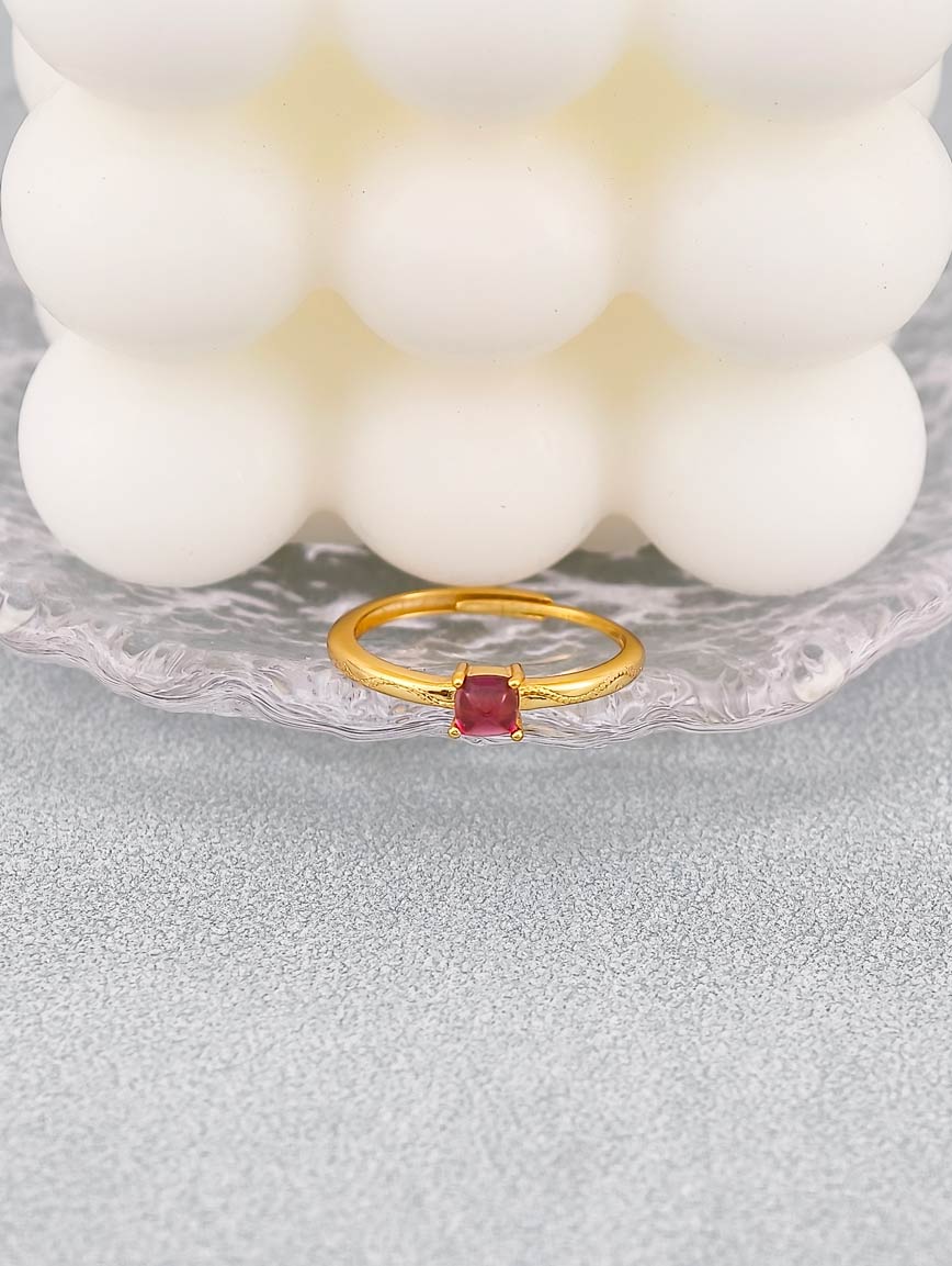 Natural Red Tourmaline Ring