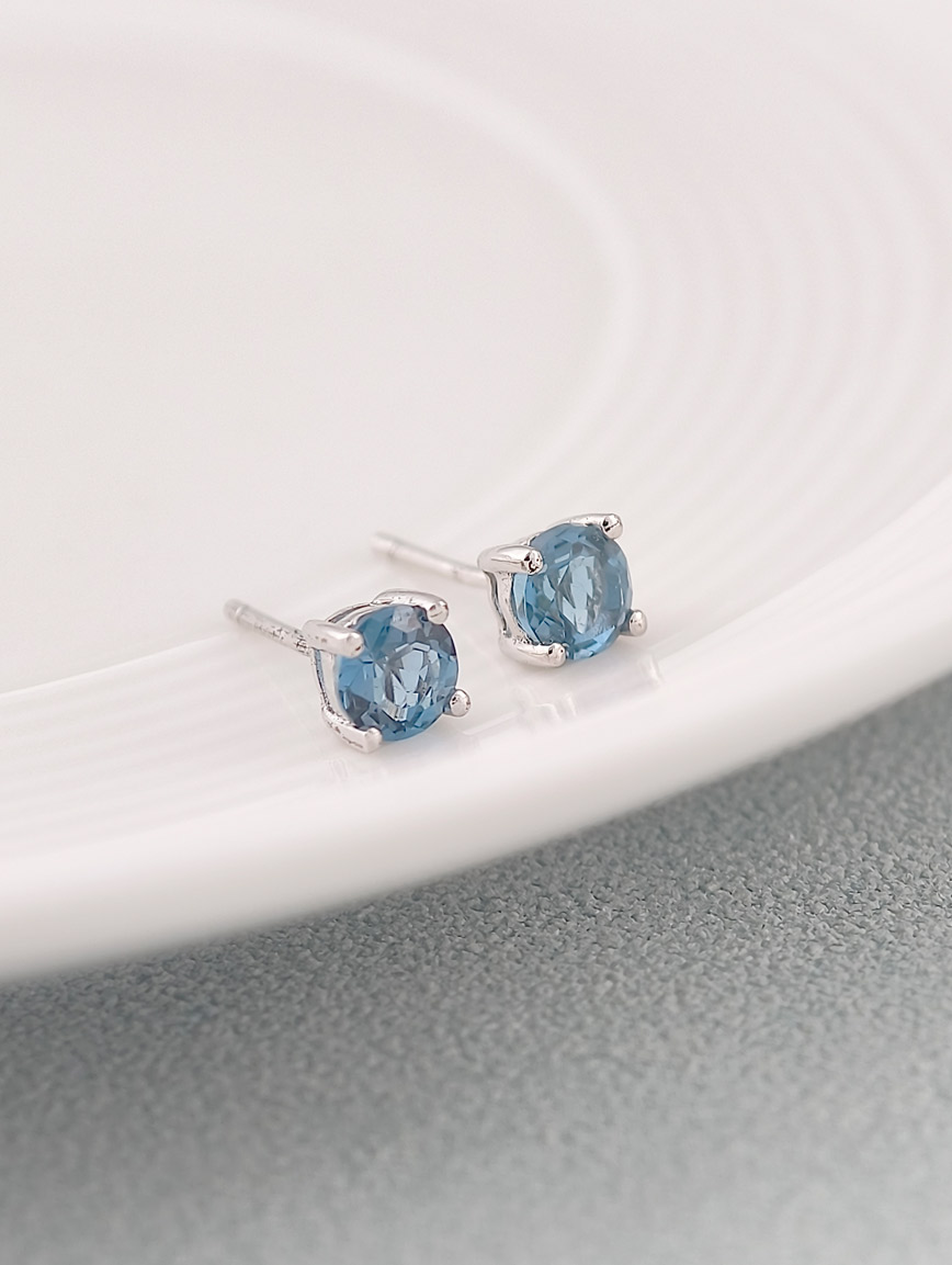 Natural Blue Topaz Sterling Silver Earrings