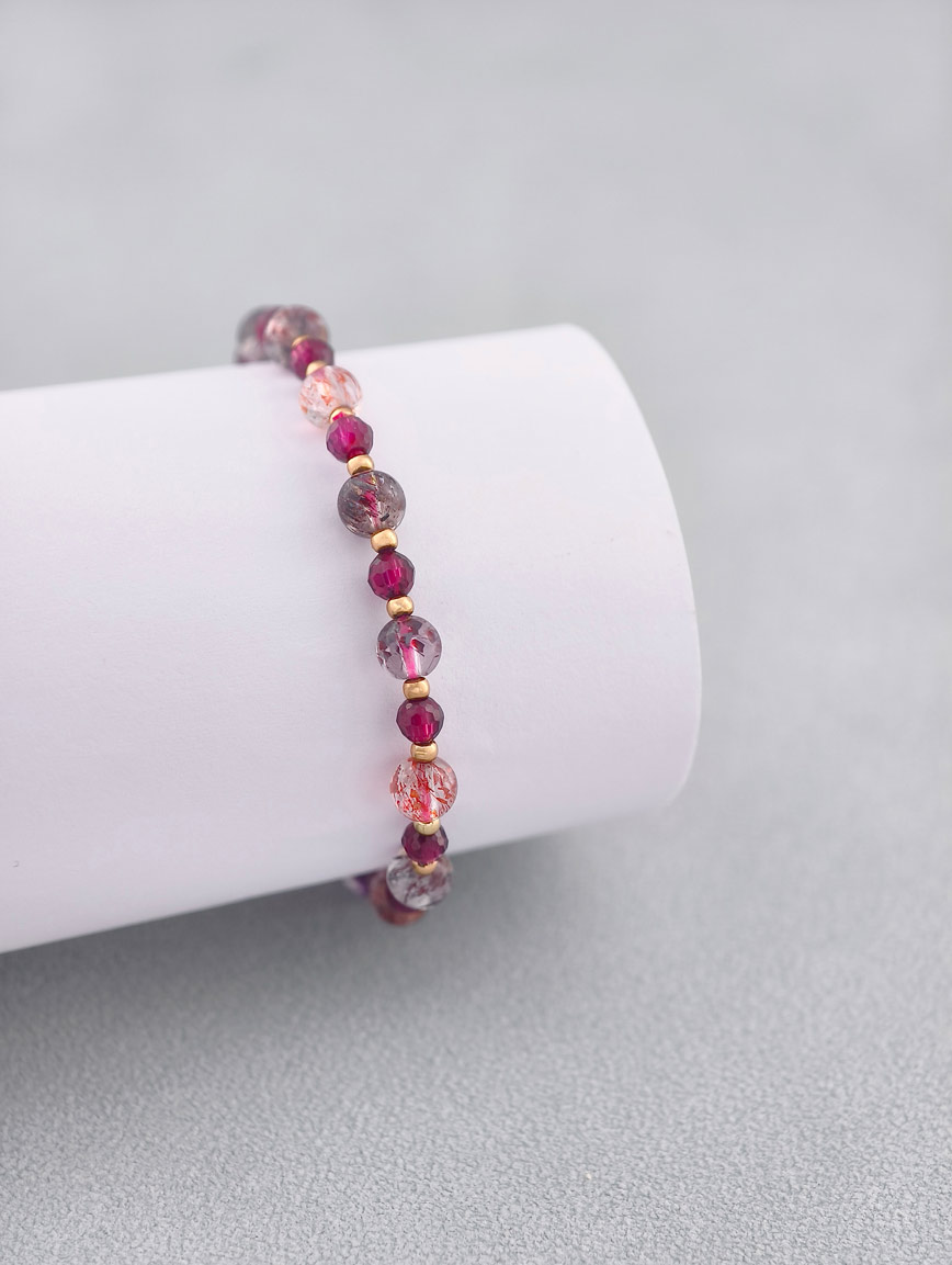Natural Super Seven and Garnet Bracelet