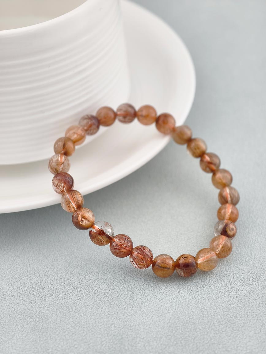 Natural Copper Rutilated Quartz Classic Style Bracelet