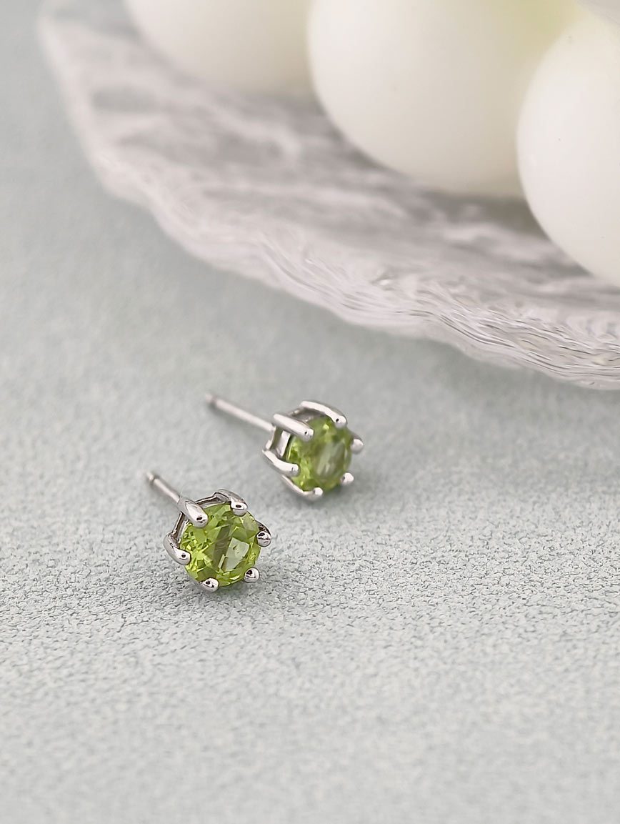 Natural Peridot Sterling Silver Earrings