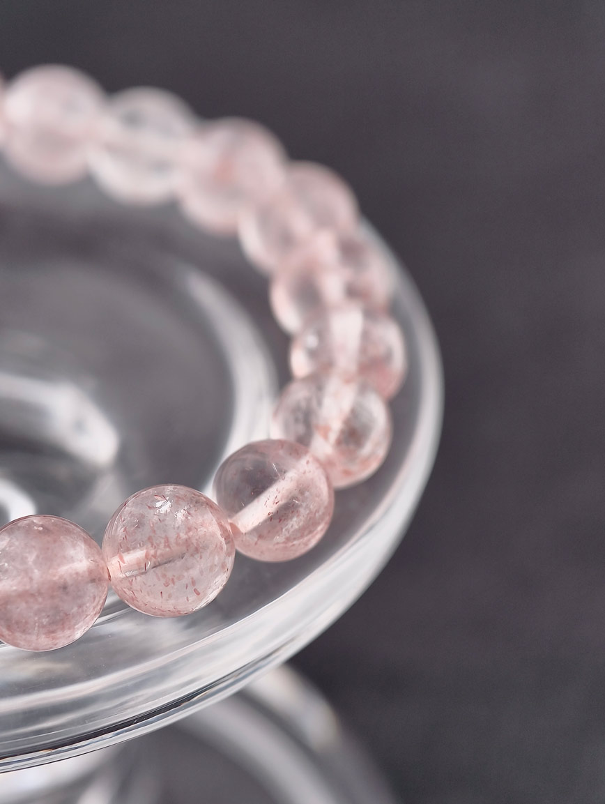 Natural Pink Strawberry Quartz Bracelet