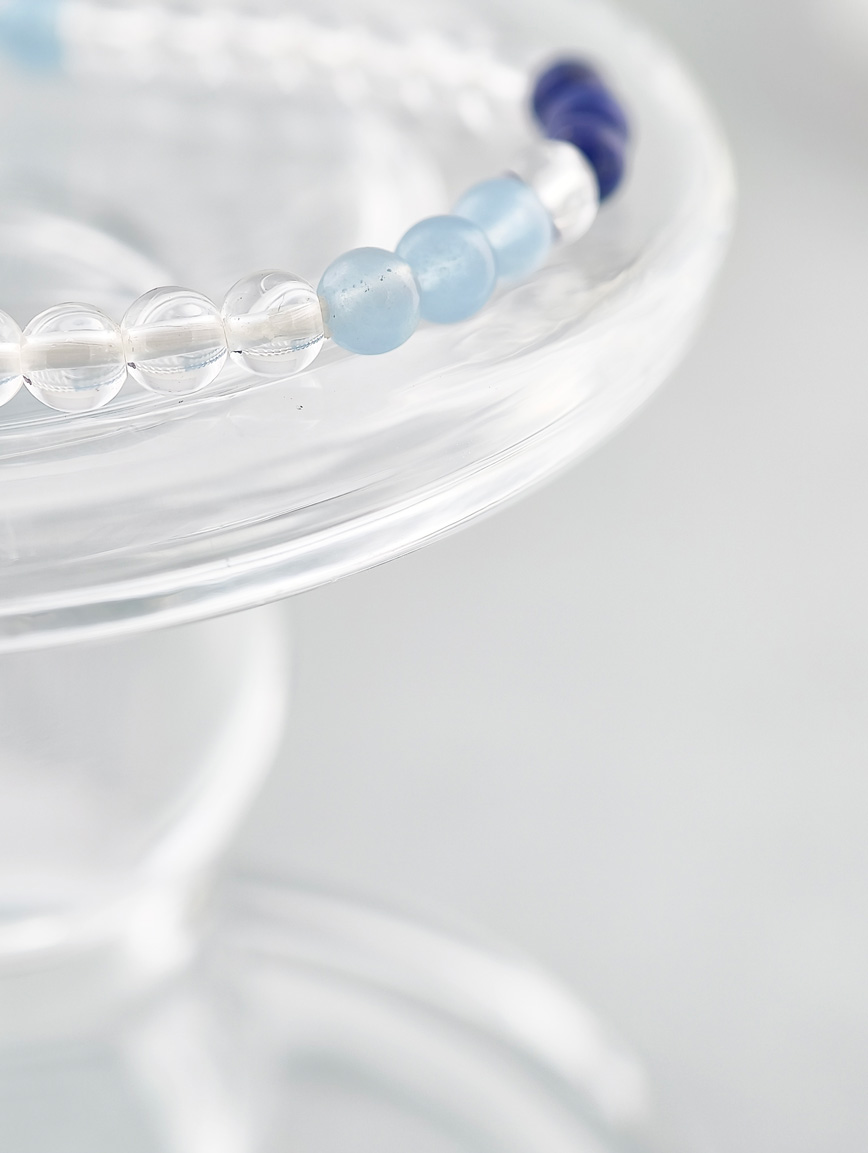 Clear Quartz and Lapis Lazuli Aquamarine Bracelet