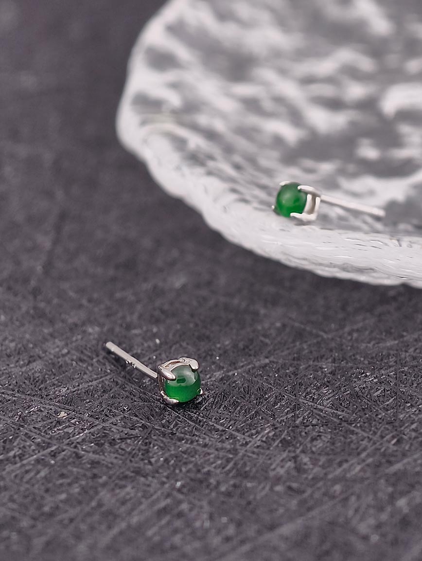 Natural Jadeite Simple Style Earrings