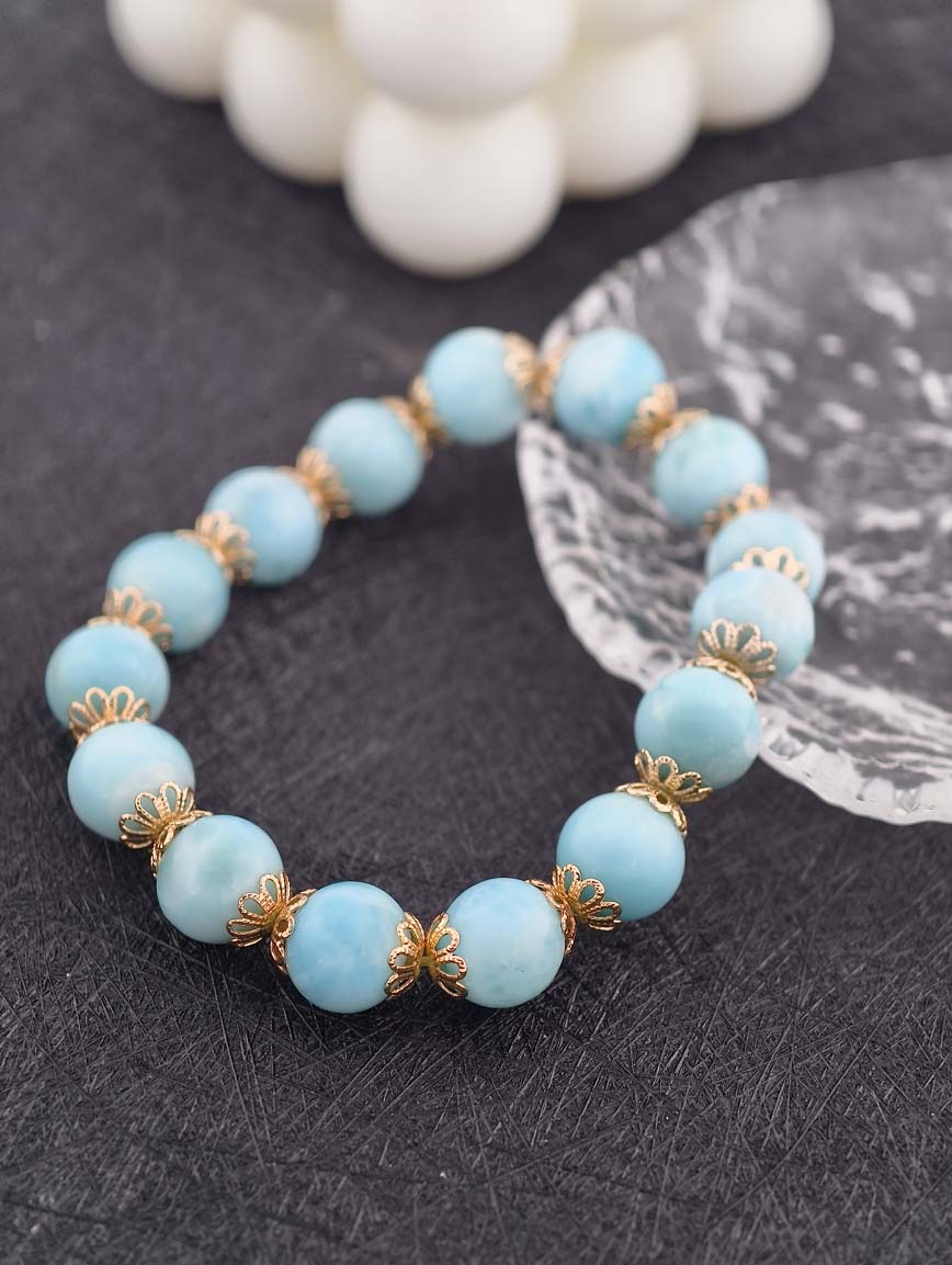 Natural Larimar Delicate Style Bracelet