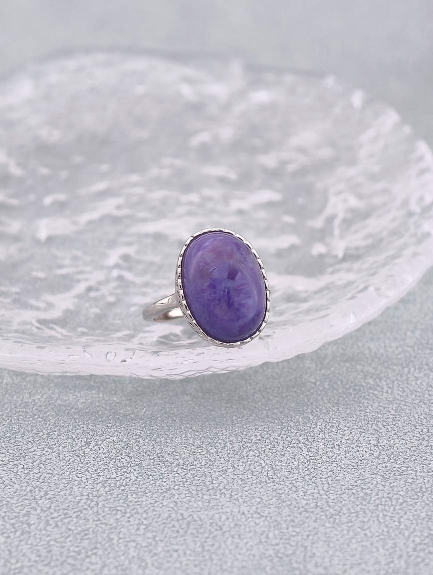 Natural Charoite Delicate Ring