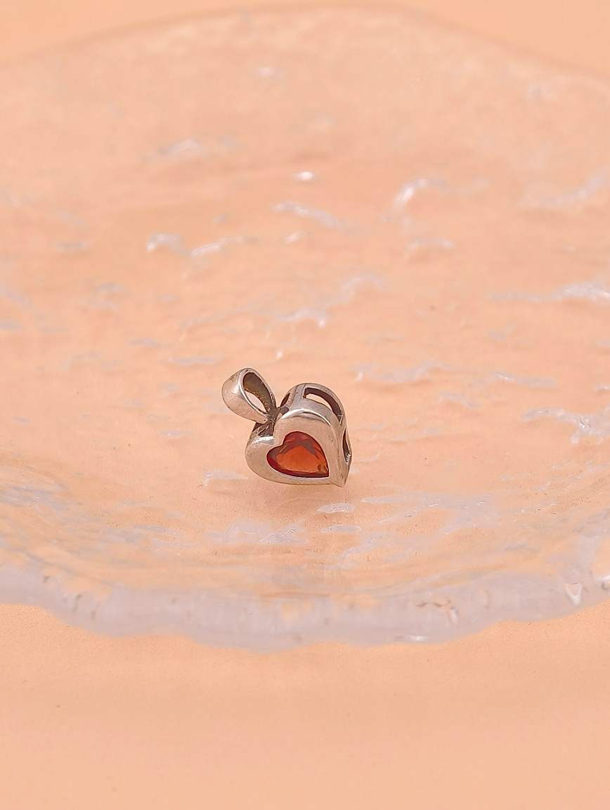 Heart Garnet Sterling Silver Pendant