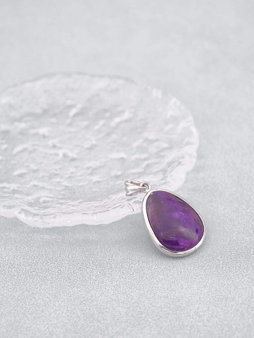 Natural Sugilite Simple Style Sterling Silver Pendant