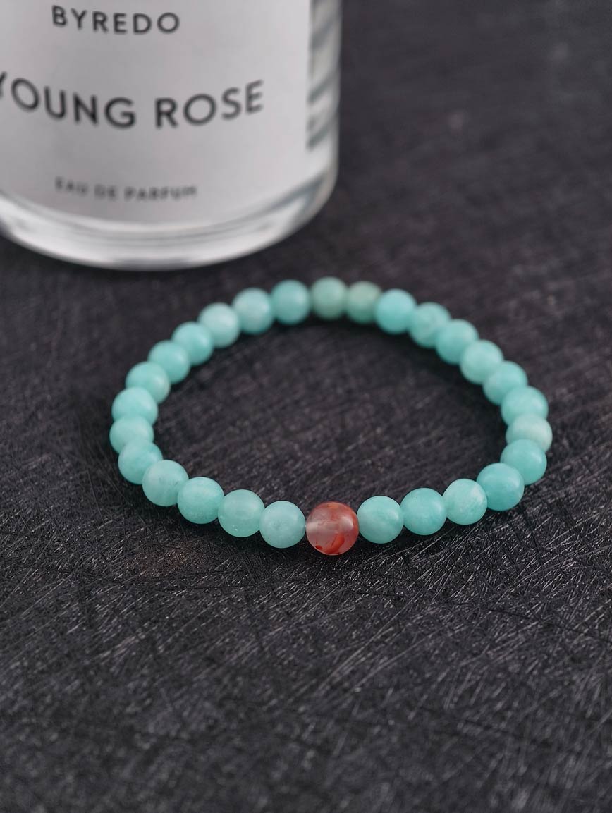 Natural Amazonite and South Red Agate Bracelet